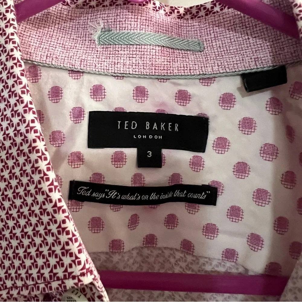 Ted Baker Button Down Shirt Purple and White print size 3 (Medium)
